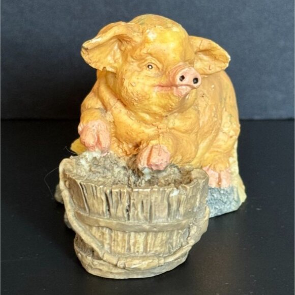 Adorable Pig Figurine Set Of 3 Farmhouse Style Resin Decor Featuring Playful & R - Picture 6 of 14